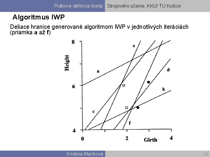 Prahové definície triedy Strojového učenie, KKUI TU Košice Algoritmus IWP Deliace hranice generované algoritmom