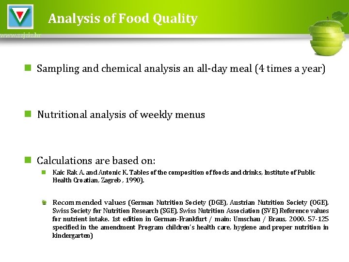 Analysis of Food Quality www. zzjziz. hr n Sampling and chemical analysis an all-day