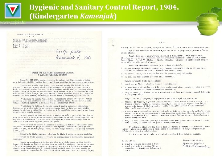 www. zzjziz. hr Hygienic and Sanitary Control Report, 1984. (Kindergarten Kamenjak) 