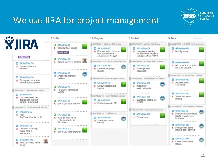 We use JIRA for project management 11 