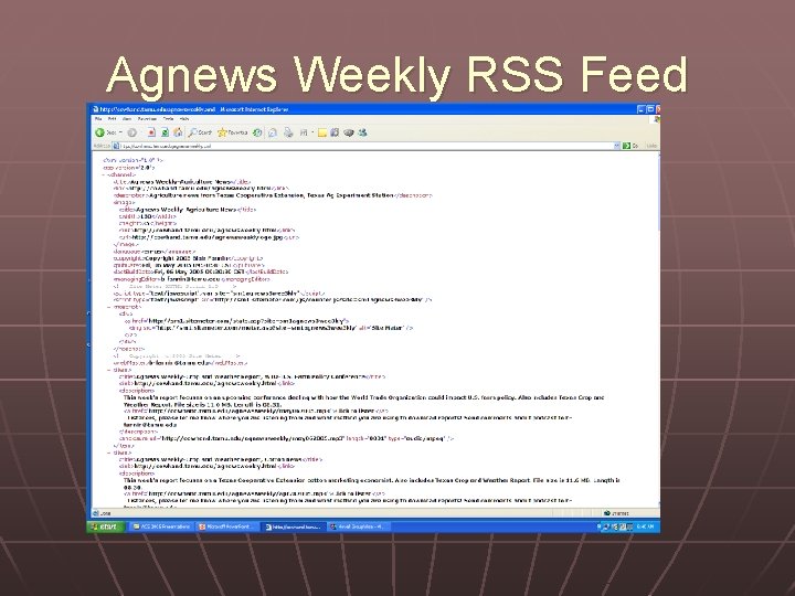 Agnews Weekly RSS Feed 