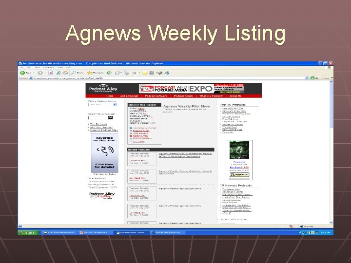 Agnews Weekly Listing 