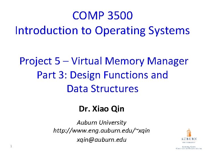 COMP 3500 Introduction to Operating Systems Project 5 – Virtual Memory Manager Part 3: