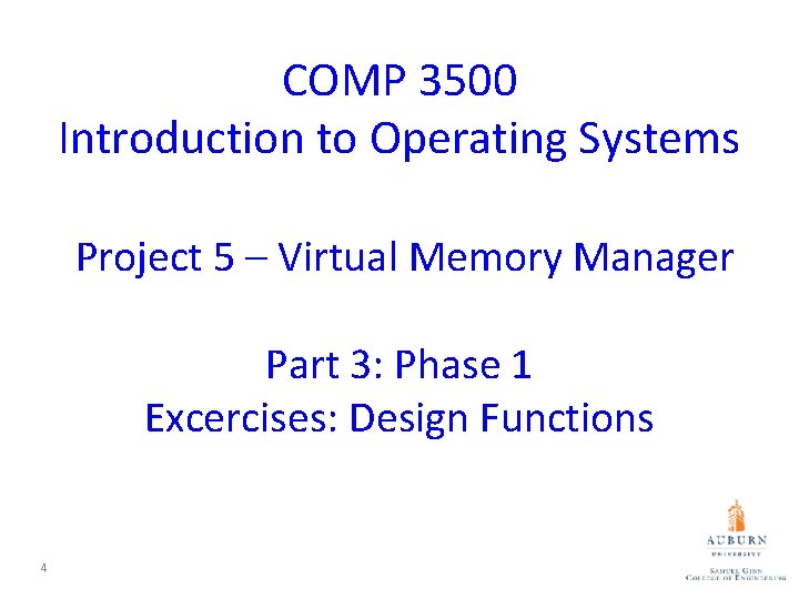 COMP 3500 Introduction to Operating Systems Project 5 – Virtual Memory Manager Part 3:
