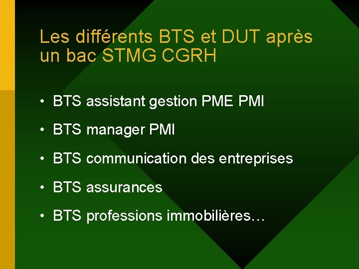 Les différents BTS et DUT après un bac STMG CGRH • BTS assistant gestion