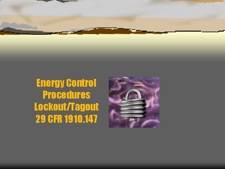 Energy Control Procedures Lockout/Tagout 29 CFR 1910. 147 