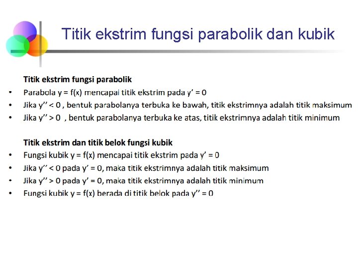 Titik ekstrim fungsi parabolik dan kubik 