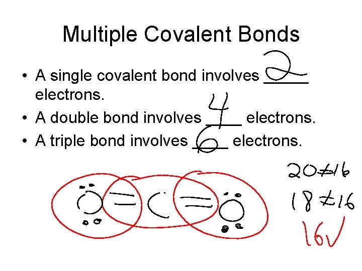 Multiple Covalent Bonds • A single covalent bond involves _____ electrons. • A double