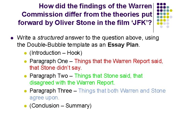 How did the findings of the Warren Commission differ from theories put forward by