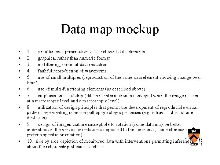 Data map mockup • • • 1. simultaneous presentation of all relevant data elements