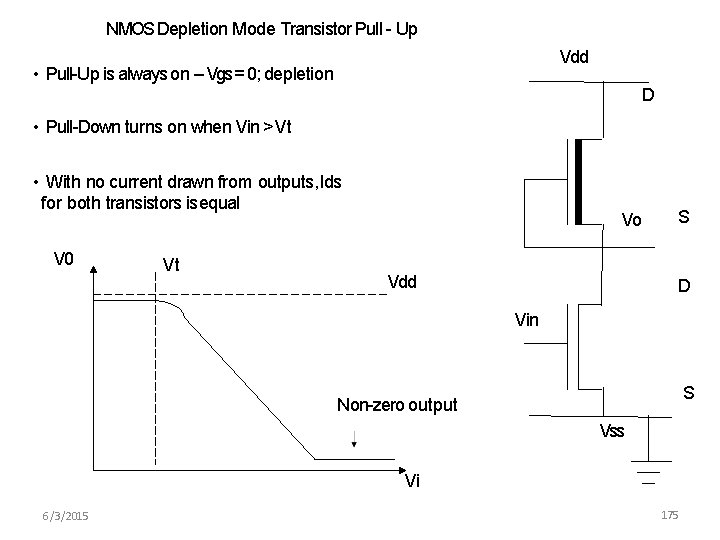 NMOS Depletion Mode Transistor Pull - Up Vdd • Pull-Up is always on –
