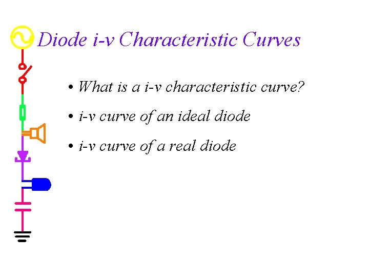 Diode i-v Characteristic Curves • What is a i-v characteristic curve? • i-v curve