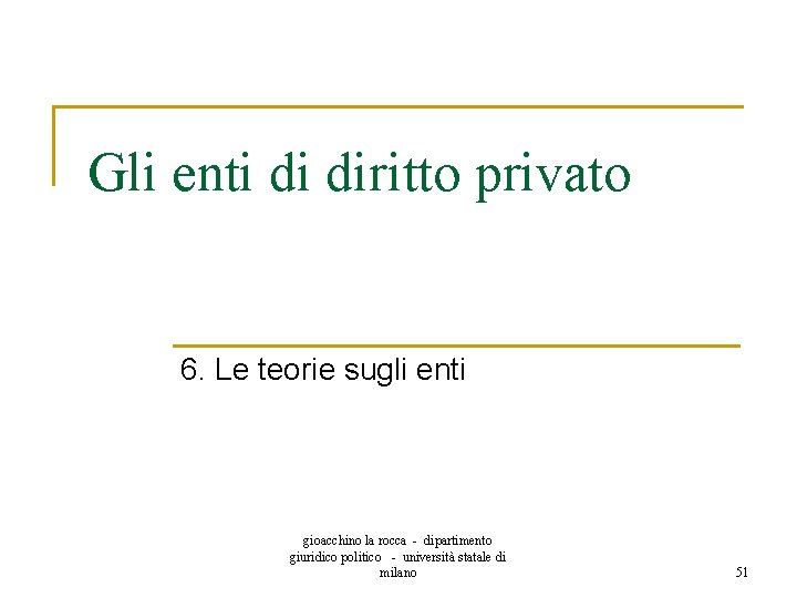 Gli enti di diritto privato 6. Le teorie sugli enti gioacchino la rocca -