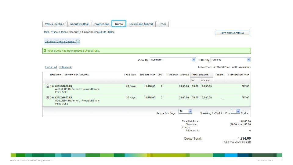 © 2010 Cisco and/or its affiliates. All rights reserved. Cisco Confidential 13 