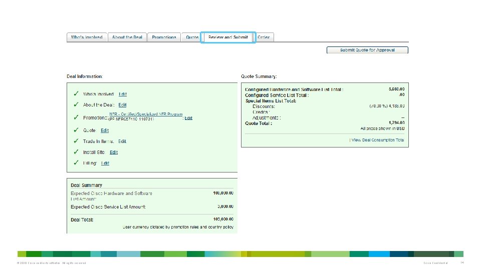 © 2010 Cisco and/or its affiliates. All rights reserved. Cisco Confidential 14 