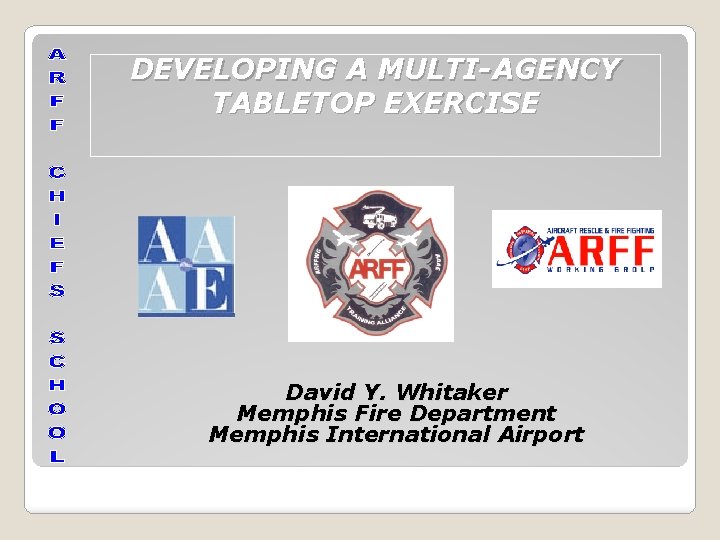 DEVELOPING A MULTI-AGENCY TABLETOP EXERCISE David Y. Whitaker Memphis Fire Department Memphis International Airport