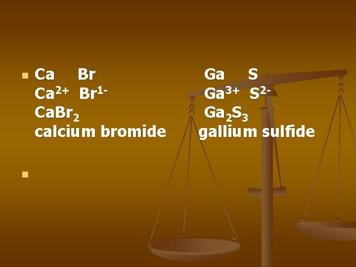 n n Ca Br Ca 2+ Br 1 Ca. Br 2 calcium bromide Ga n n Ca Br Ca 2+ Br 1 Ca. Br 2 calcium bromide Ga