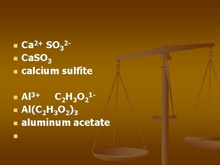 n n n n Ca 2+ SO 32 Ca. SO 3 calcium sulfite Al n n n n Ca 2+ SO 32 Ca. SO 3 calcium sulfite Al