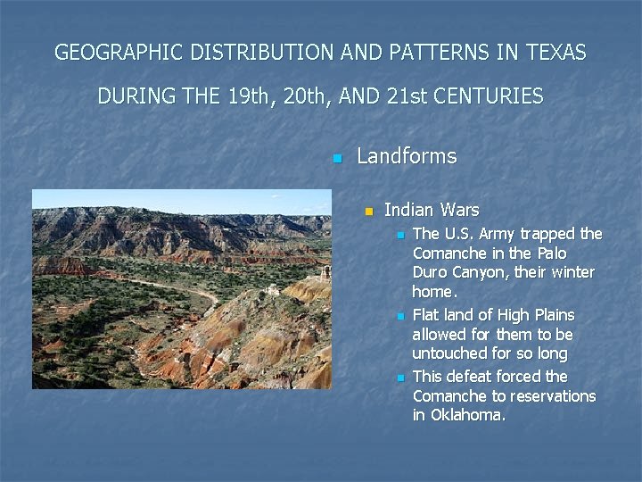 GEOGRAPHIC DISTRIBUTION AND PATTERNS IN TEXAS DURING THE 19 th, 20 th, AND 21