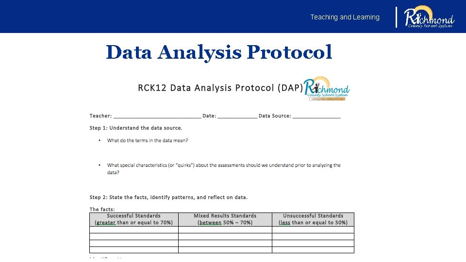 Teaching and Learning Data Analysis Protocol 