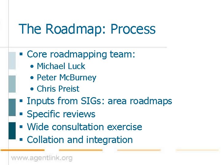 The Roadmap: Process § Core roadmapping team: • Michael Luck • Peter Mc. Burney