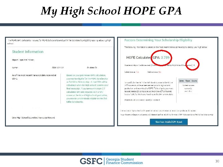 My High School HOPE GPA 30 