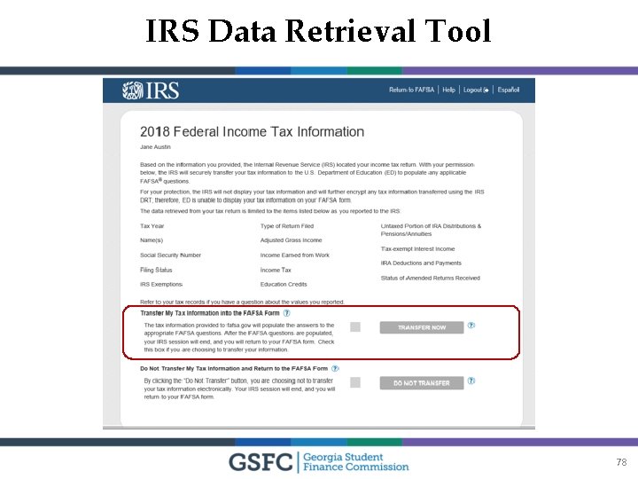 IRS Data Retrieval Tool 78 