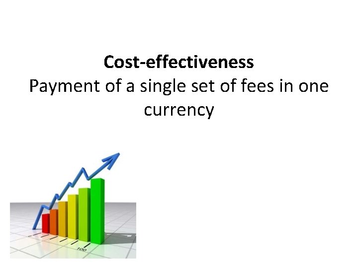 Cost-effectiveness Payment of a single set of fees in one currency 
