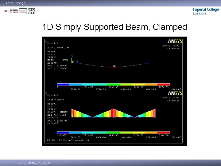 Peter Savage 1 D Simply Supported Beam, Clamped FETS_Mech_27_04_05 