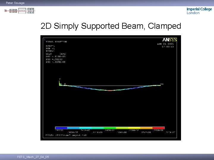 Peter Savage 2 D Simply Supported Beam, Clamped FETS_Mech_27_04_05 