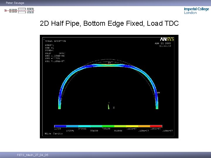 Peter Savage 2 D Half Pipe, Bottom Edge Fixed, Load TDC FETS_Mech_27_04_05 