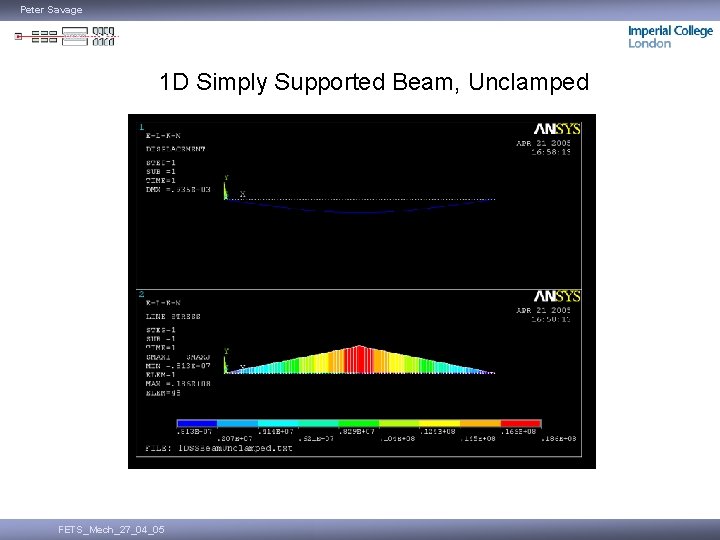 Peter Savage 1 D Simply Supported Beam, Unclamped FETS_Mech_27_04_05 