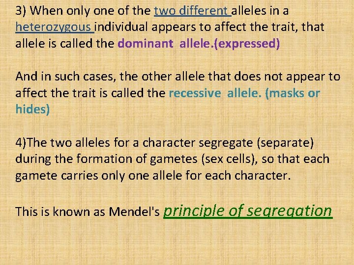 3) When only one of the two different alleles in a heterozygous individual appears