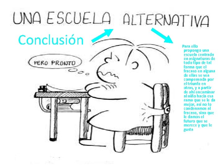 Conclusión Para ello propongo una escuela centrada en asignaturas de todo tipo de tal