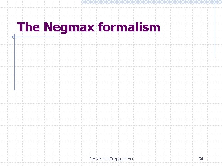 The Negmax formalism Constraint Propagation 54 