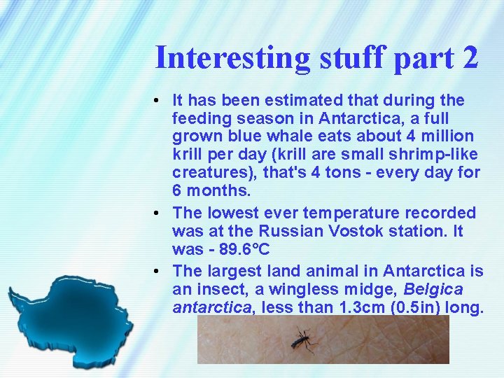 Interesting stuff part 2 • It has been estimated that during the feeding season