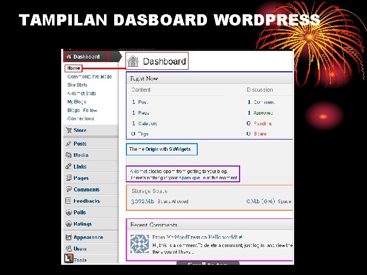 TAMPILAN DASBOARD WORDPRESS 