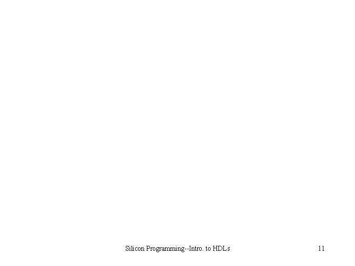 Silicon Programming--Intro. to HDLs 11 