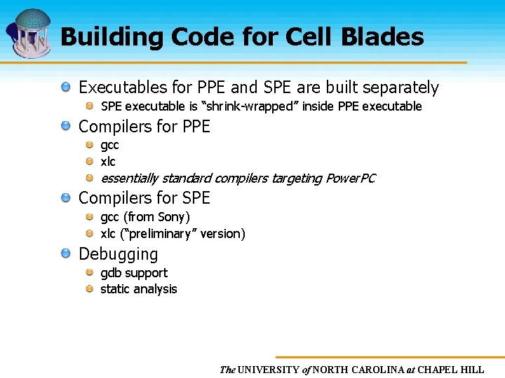 Building Code for Cell Blades Executables for PPE and SPE are built separately SPE
