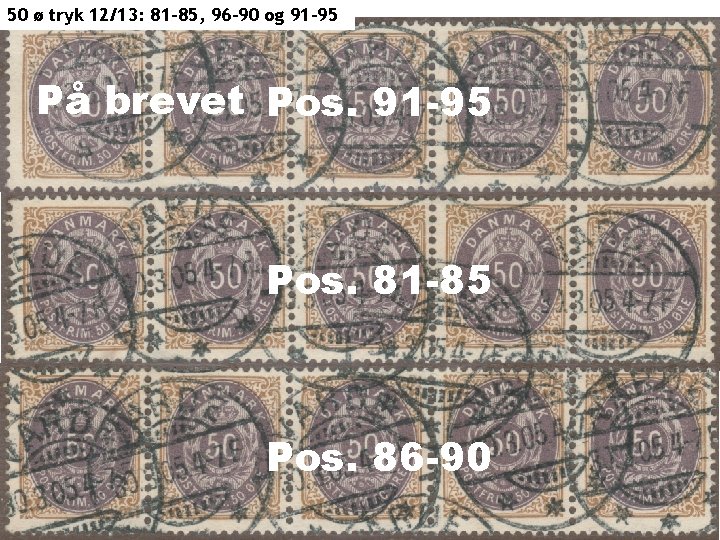 50 ø tryk 12/13: 81 -85, 96 -90 og 91 -95 På brevet Pos.