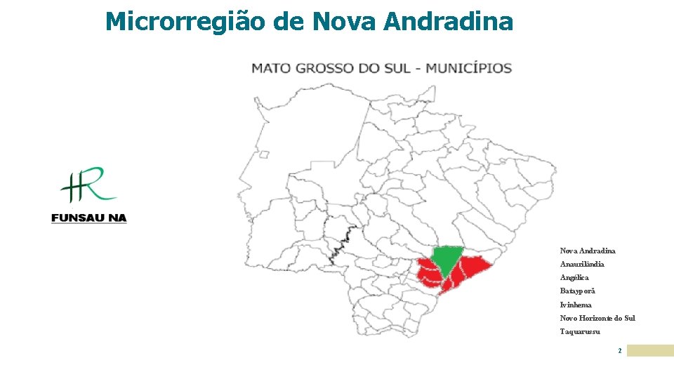 Microrregião de Nova Andradina Anaurilândia Angélica Batayporã Ivinhema Novo Horizonte do Sul Taquarussu 2