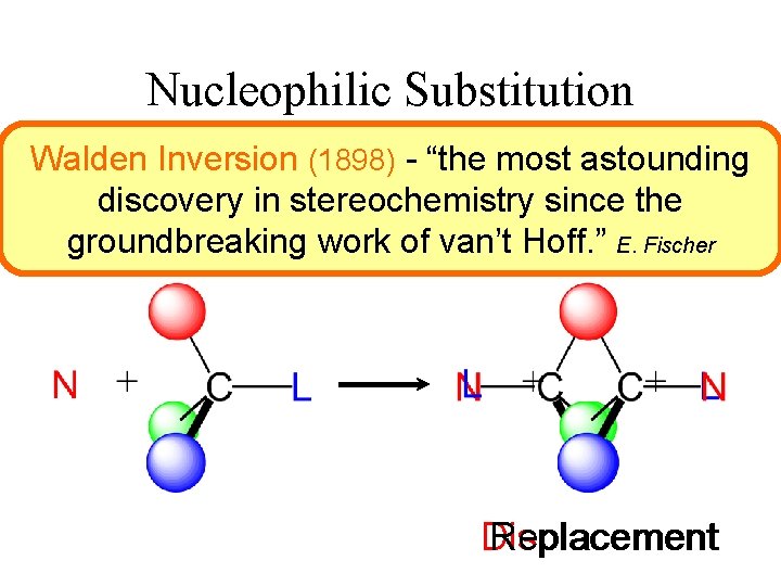 Nucleophilic Substitution Walden N Inversion + RL (1898) - “the most L +astounding RN
