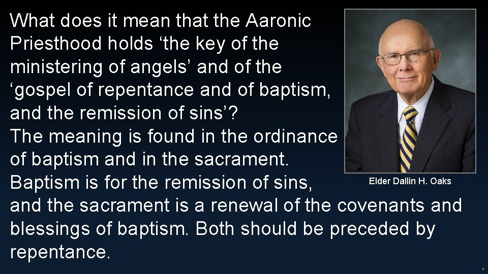 What does it mean that the Aaronic Priesthood holds ‘the key of the ministering