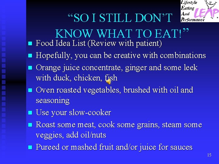 n n n n “SO I STILL DON’T KNOW WHAT TO EAT!” Food Idea