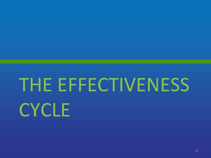 THE EFFECTIVENESS CYCLE 10 