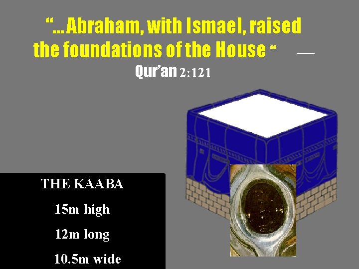 “… Abraham, with Ismael, raised the foundations of the House “ Qur’an 2: 121