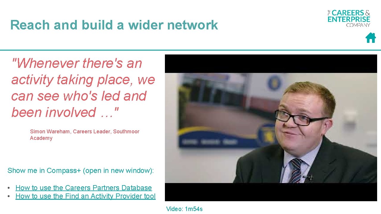 Reach and build a wider network "Whenever there's an activity taking place, we can