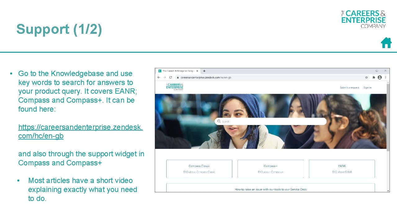 Support (1/2) • Go to the Knowledgebase and use key words to search for