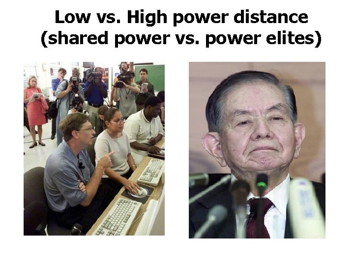 Low vs. High power distance (shared power vs. power elites) 