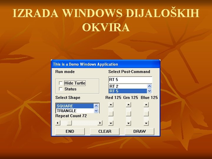 IZRADA WINDOWS DIJALOŠKIH OKVIRA 